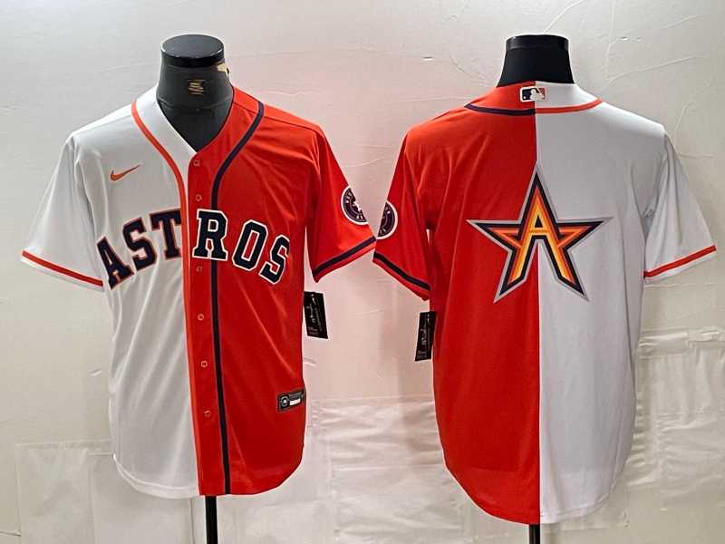 Mens Houston Astros Blank Orange White Split Stitched Baseball Jerseys Dzhi->houston astros->MLB Jersey